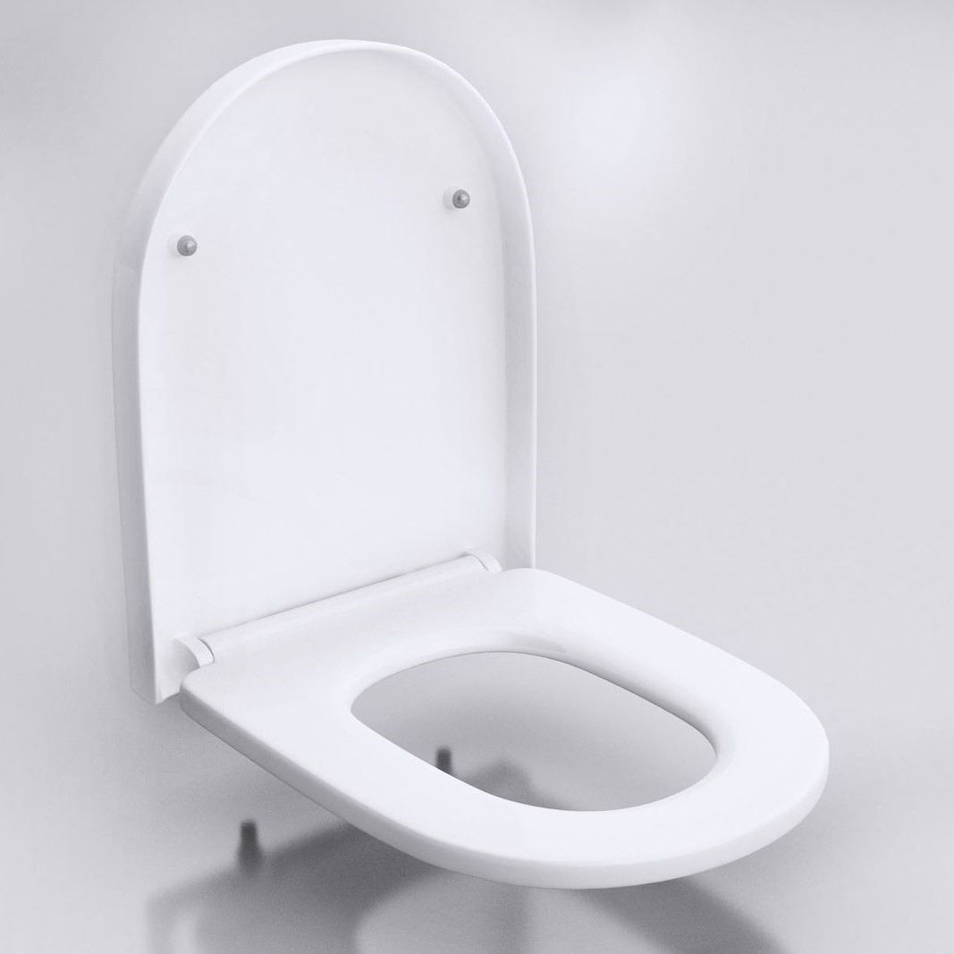 D Shape Toilet Seat Square Edge Soft Close & Quick Release 460mm x